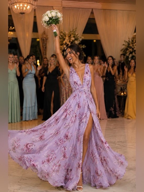 Lulus Dresses & Skirts - New  Lulu’s Garden Meandering Maxi Floral Dress Flowy Wedding Guest V neck